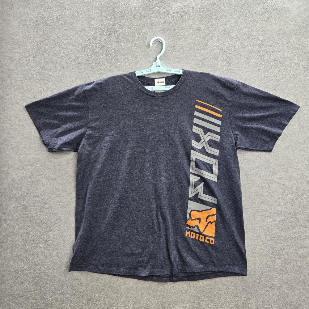 Fox‎ Men Shirt XL Blue Moto Activewear Logo Short Sleeve